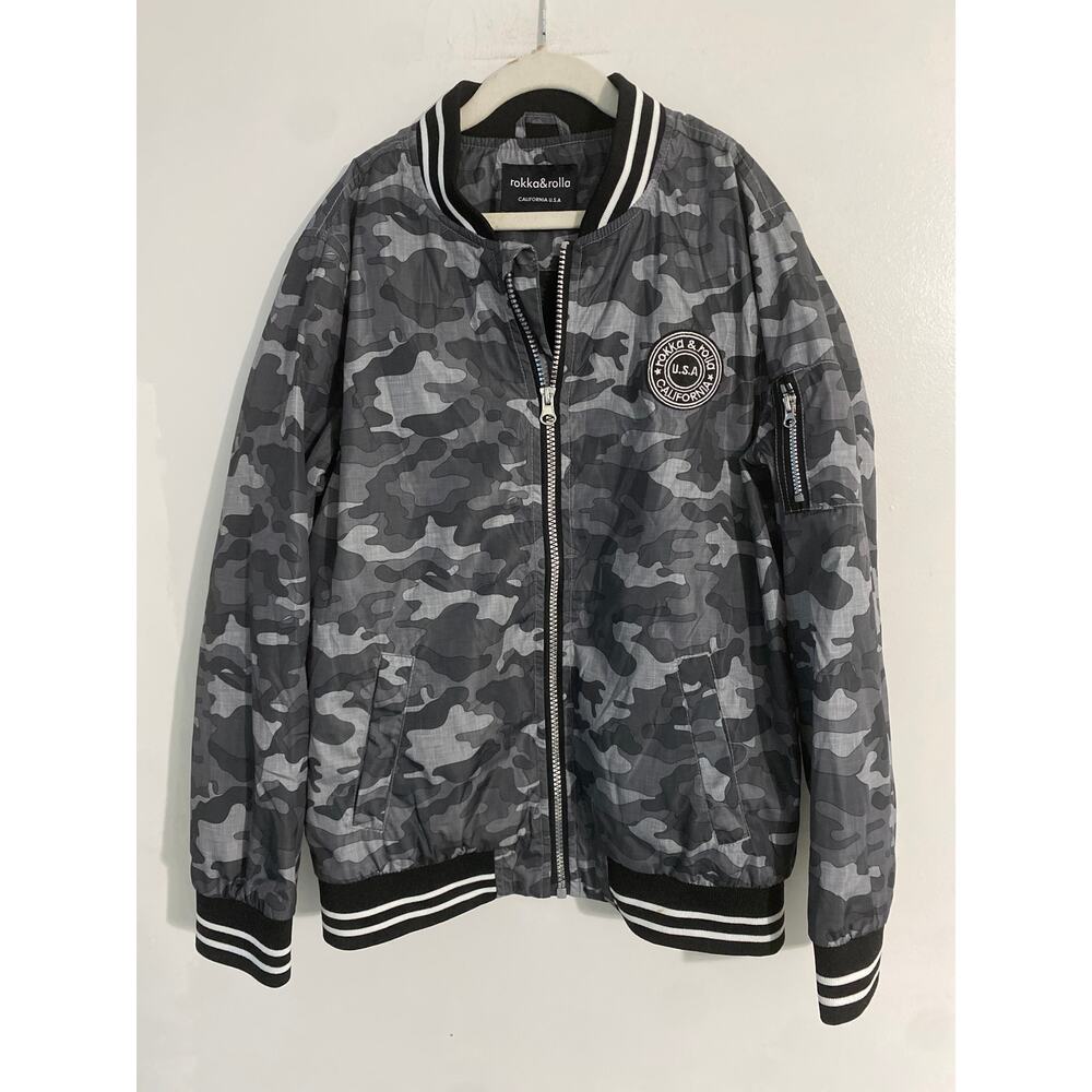 Rokka & Rolla bomber jacket boys size L (10-12) camo